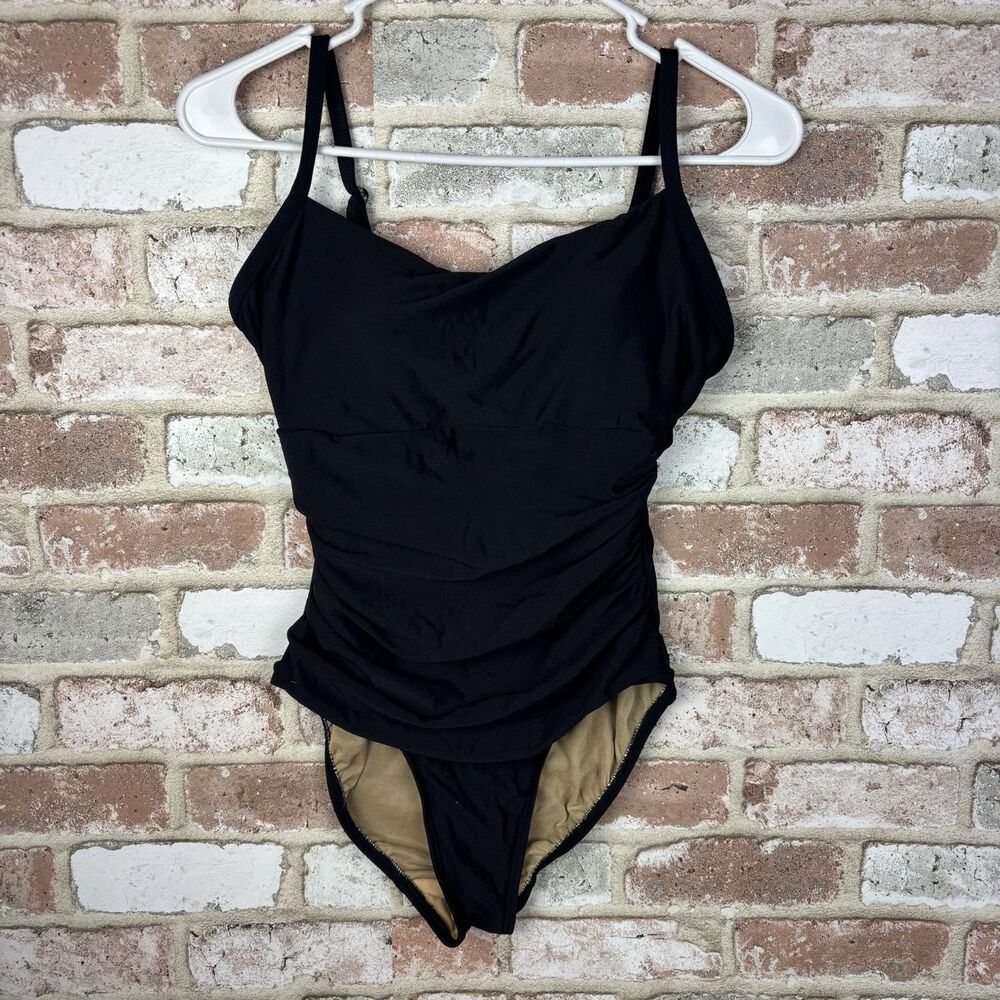SHAPE FX Black One Piece Swimsuit Size 4 Slimming Adjustable Straps Beach Summer